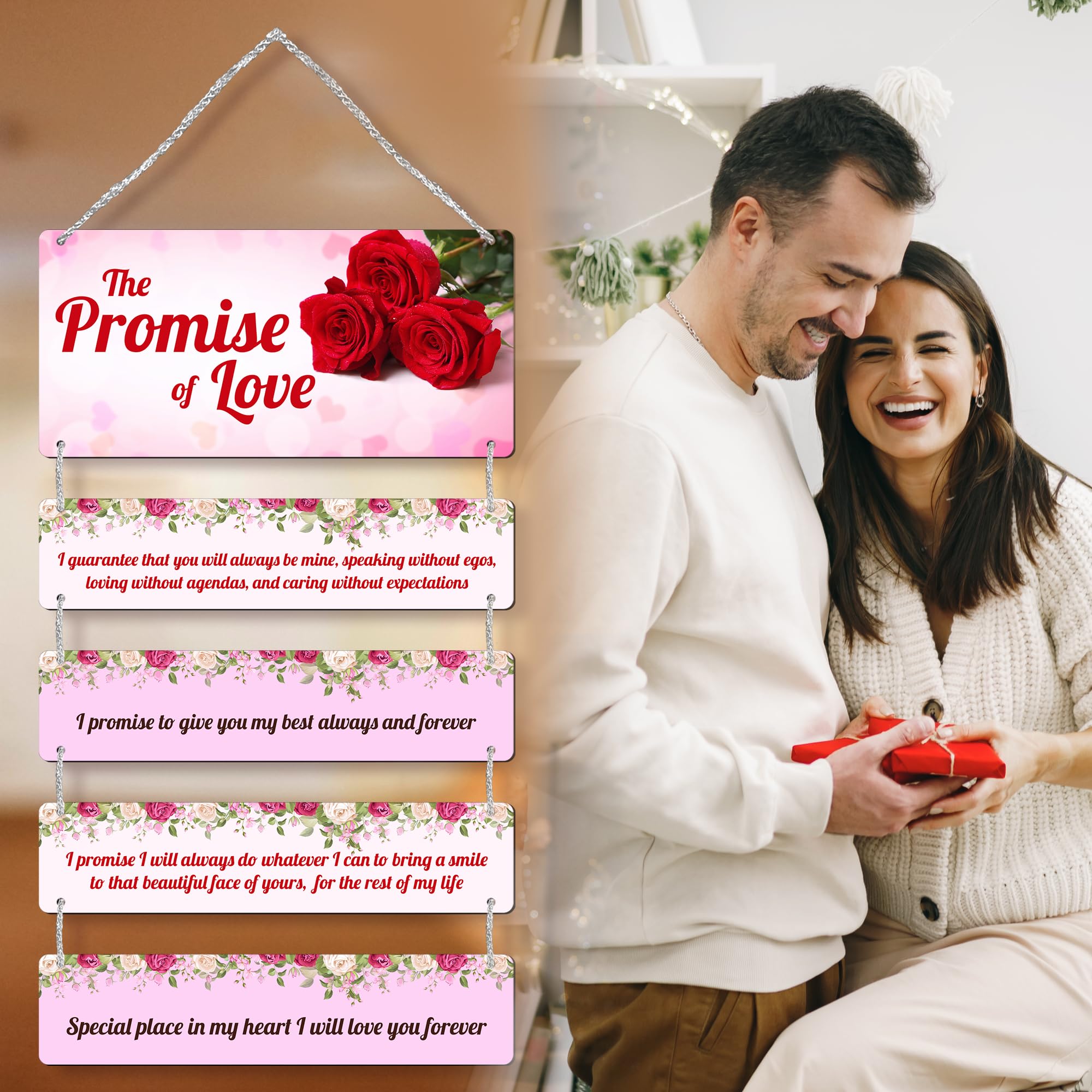 Regalo Casila The Promise Of Love Wooden Wall Hanging Thoughtful Gift For Soulmate, Newlyweds, And Couples - Ideal For Home, Bed